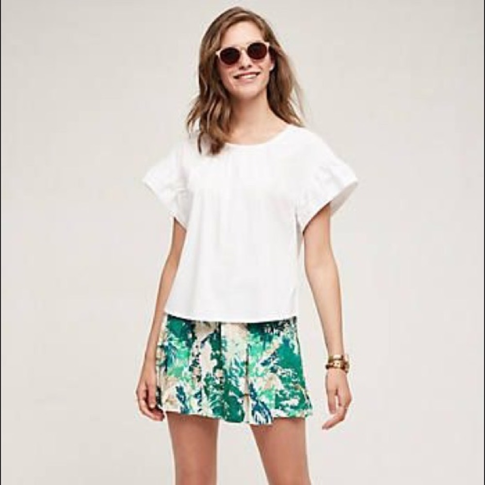 Anthropologie tropical print Kadu pleated skort